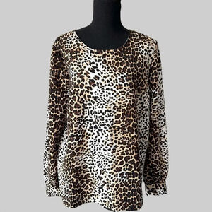 Lark & Ro Leopard Chiffon Blouse Made in USA